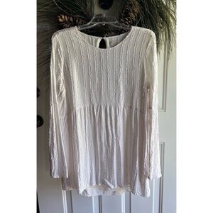 Loft Outlet Womens Hi-Low Textured  Top/Blouse/Shirt Off white Size Large